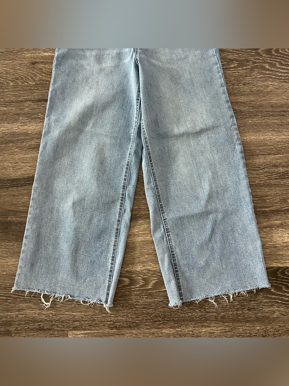 Oat New York Light Blue Wide-Leg Frayed Hem Jeans - Picture 3 of 11
